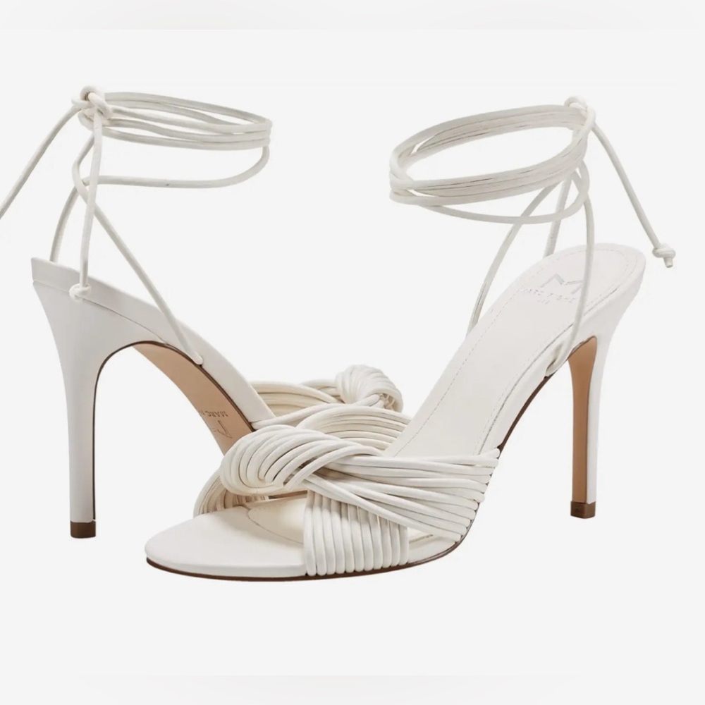 Marc Fisher LTD Barista Ivory/Off White Strappy Ankle Stiletto Almond To…
